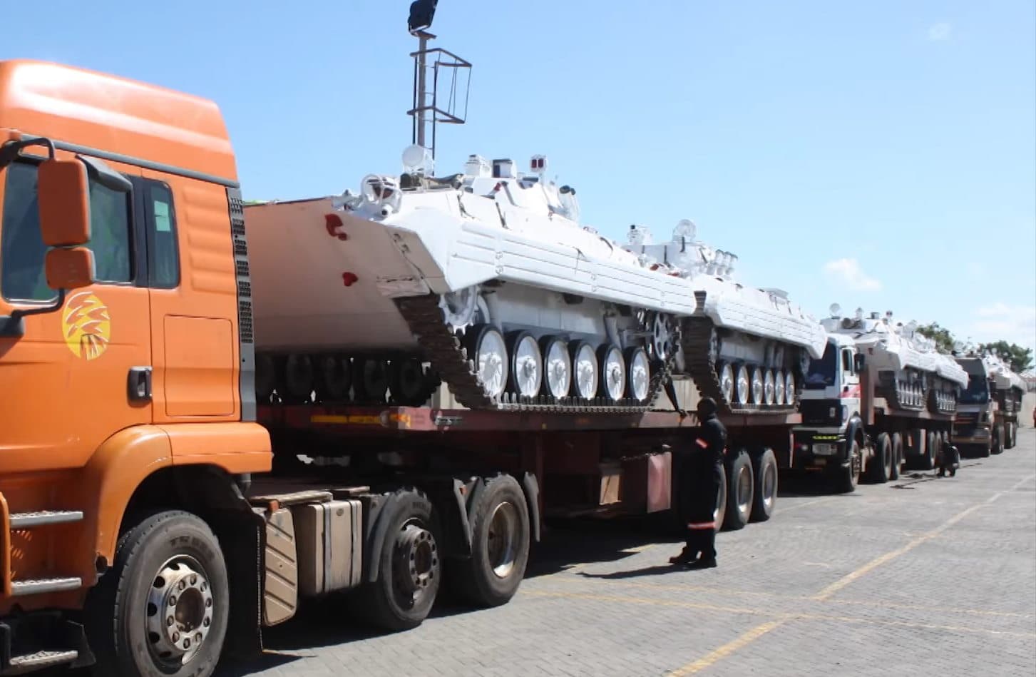 Export containers being prepared for shipment at Focus CFS, Kipevu.